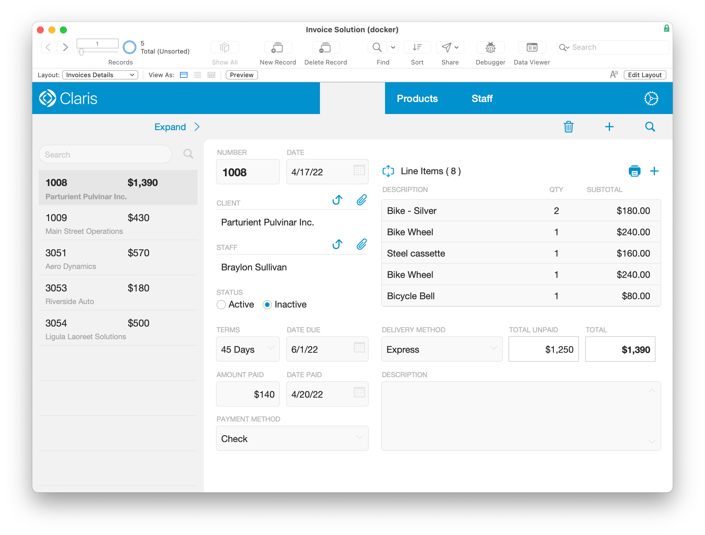 FileMaker Pro Invoice Solution